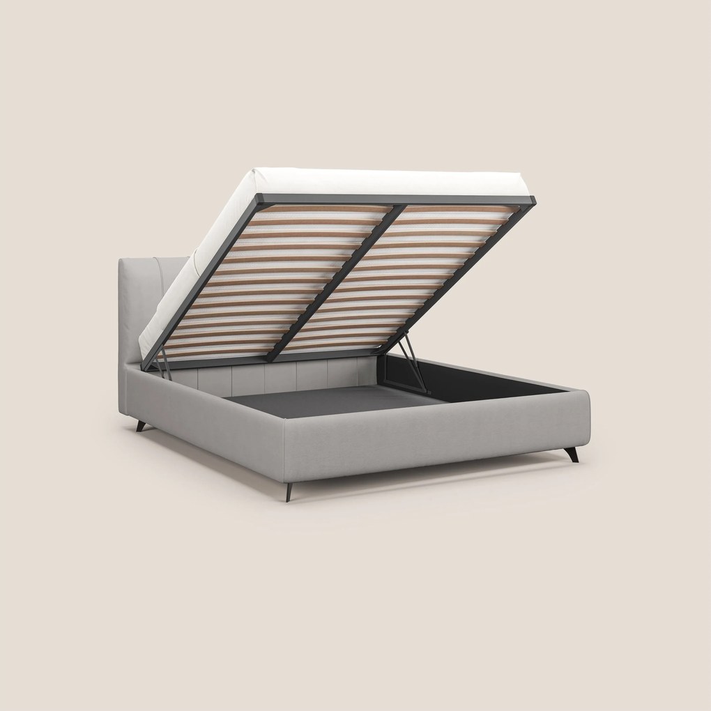 Bogart letto imbottito contenitore completamente sfoderabile in microfibra smacchiabile T11 grigio chiaro