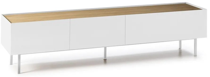 Tavolo TV in rovere decorato in bianco e naturale 180x45 cm Arista - Teulat