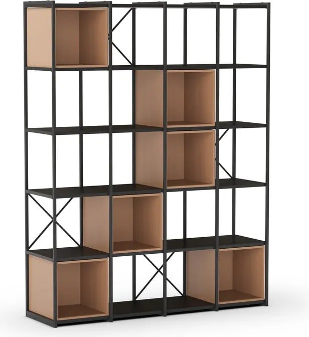 Libreria in nero e mattone 140x179 cm Anya - Marckeric