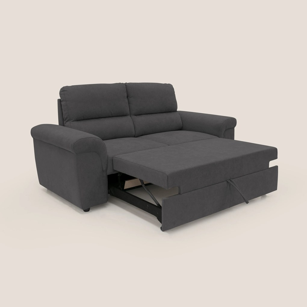 Minerva divano con pouf estraibile poggiapiedi in tessuto morbido impermeabile T02 nero