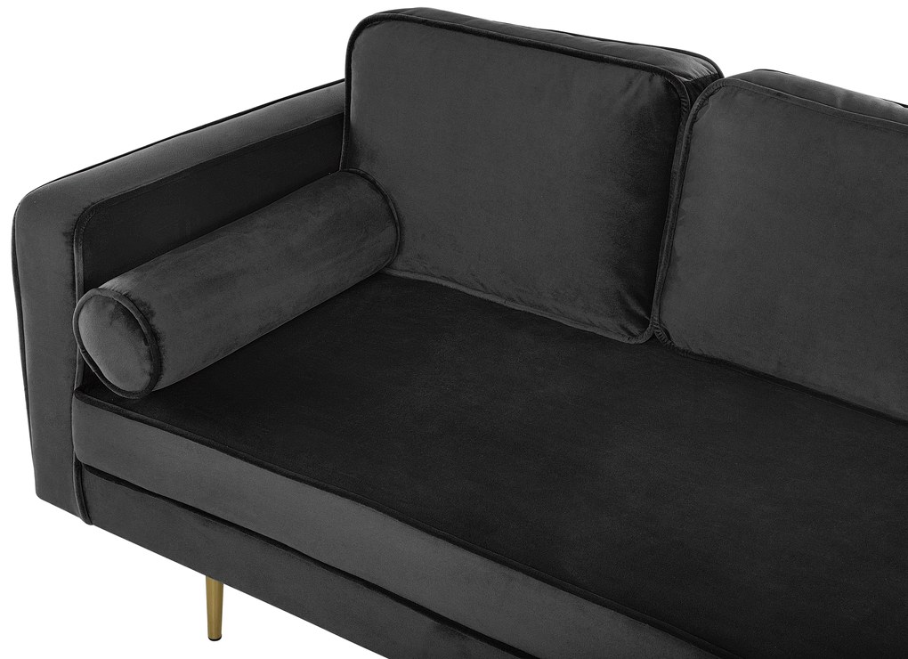 Chaise longue velluto nero sinistra MIRAMAS Beliani