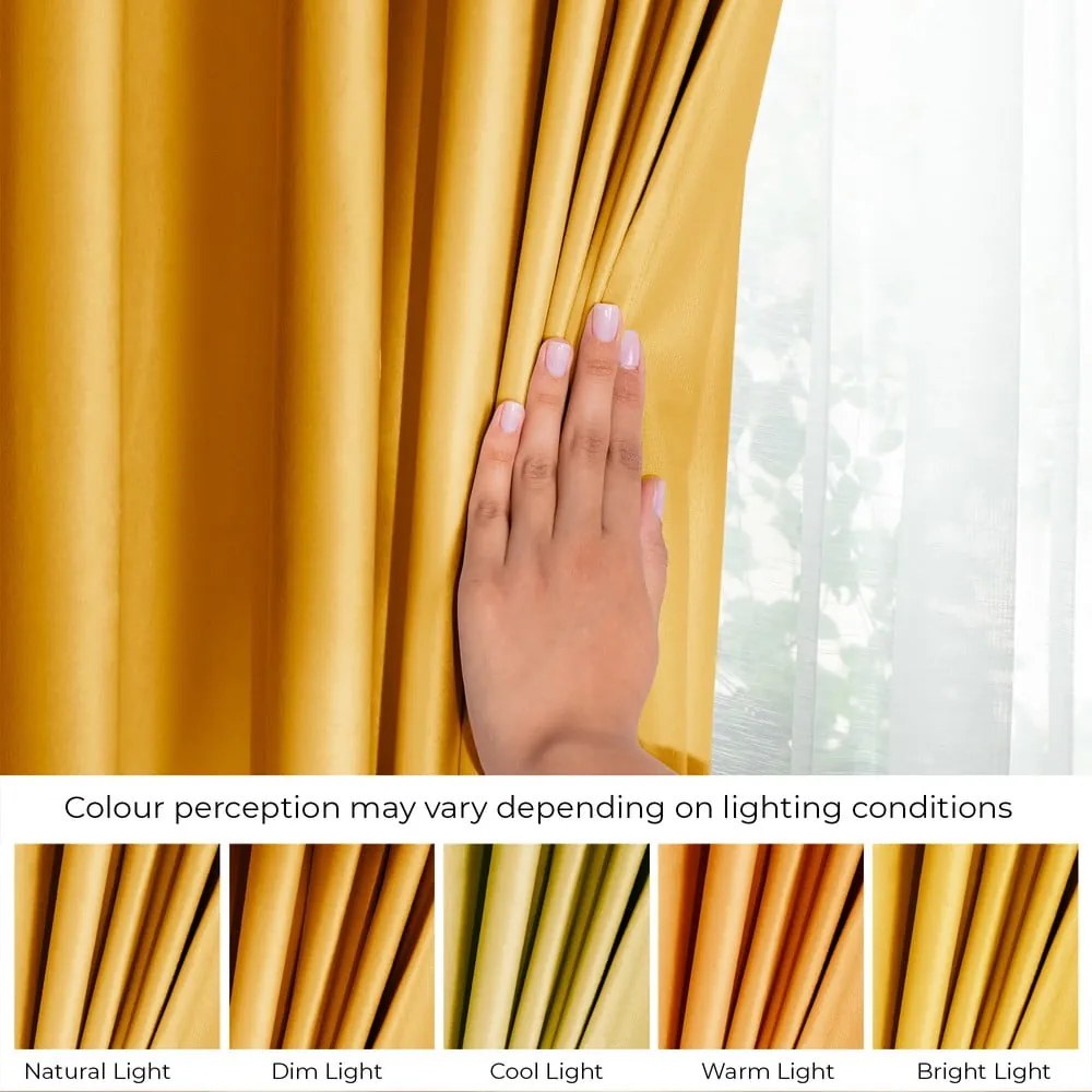 Tenda parzialmente oscurante gialla in velluto 140x245 cm Pleat – Restilo