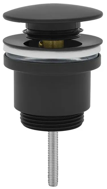 Sifone lavabo a canna quadrata nero opaco completo di piletta click clack