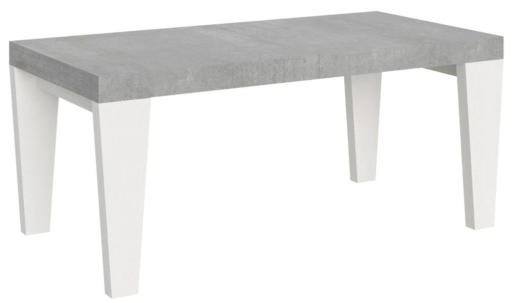 Tavolo allungabile Spimbo Mix piano e gambe in diverse finiture, Cemento / Bianco Frassino / 90x180/440 cm