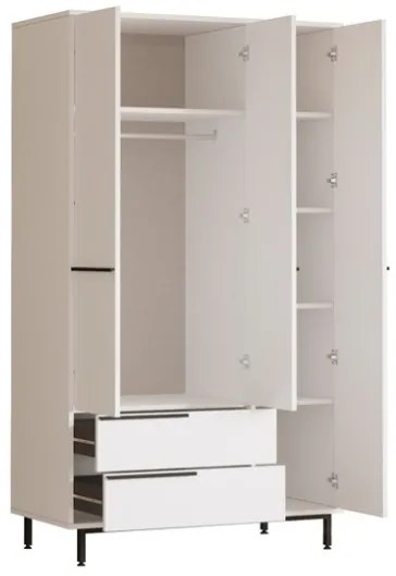Armadio Guardaroba Con Barra Appendiabiti 3 Ante 2 Cassetti Bianco Ocean