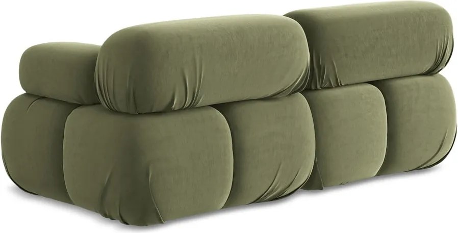 Divano componibile verde chiaro con rivestimento in velluto 190 cm Lokua – Makamii