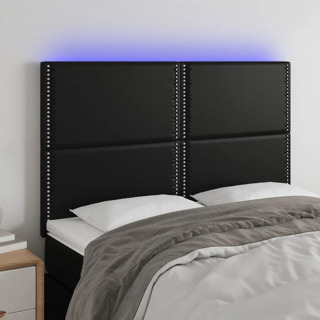 Testiera A Led Nera 144x5x118/128 Cm İn Similpelle /