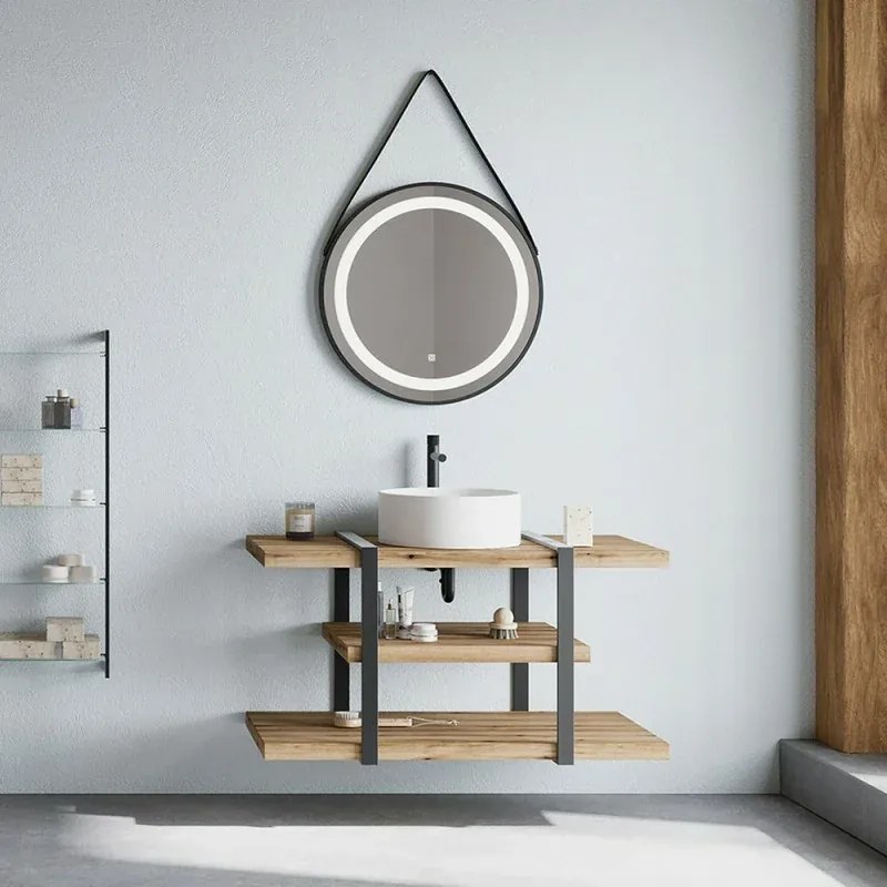 Mensola per lavabo dappoggio 100 cm in legno rovere naturale Linea