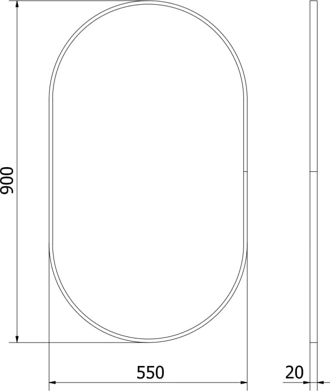 Mexen Loft specchio da bagno ovale 90 x 55 cm, cornice nera - 9851-090-055-000-70