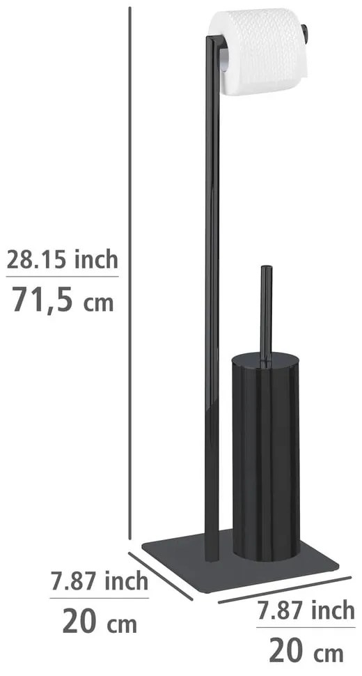 Porta carta igienica in acciaio nero con spazzola Recco - Wenko