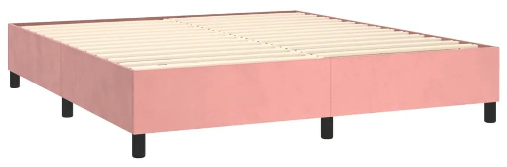 Letto a Molle con Materasso e LED Rosa 180x200 cm in Velluto