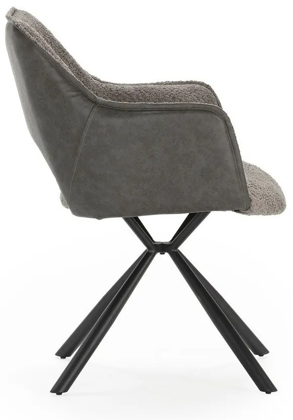 Set di sedie da pranzo grigia in imbottito con braccioli 2 pz Mariel – Marckeric