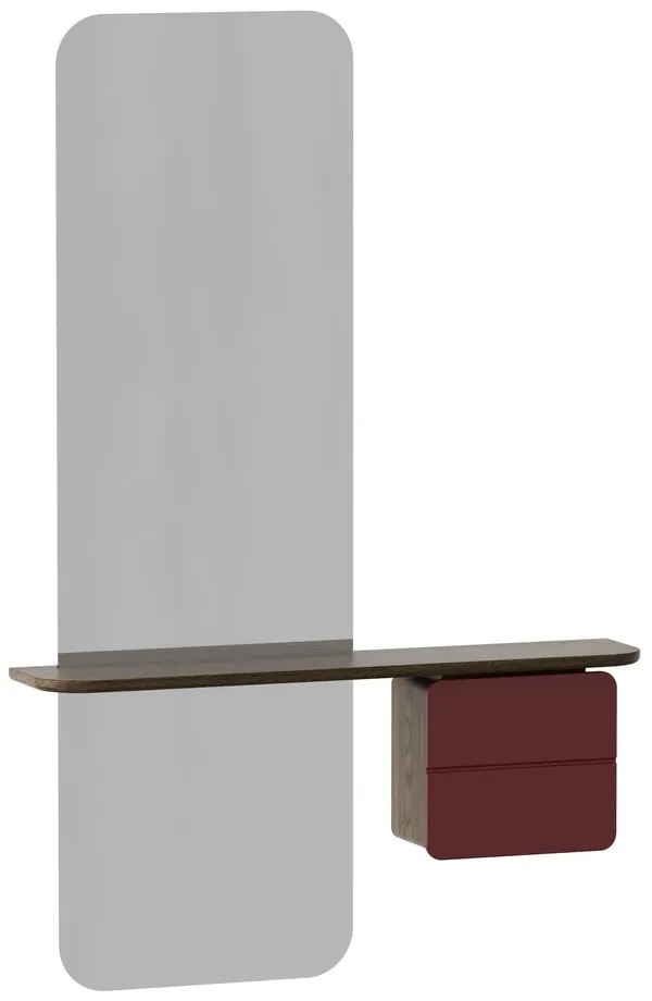 Set da corridoio rosso-marrone con decoro in rovere One More Look - UMAGE