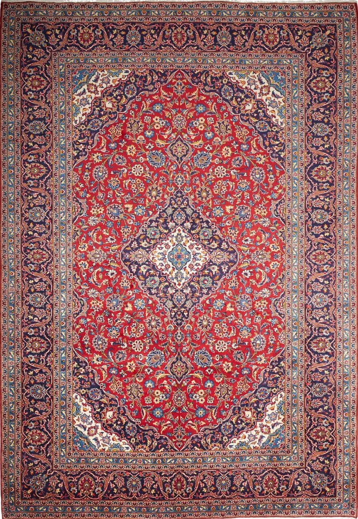 Kashan Tappeto persiano 250 x 360 Blu (Iran) Annodato A Mano