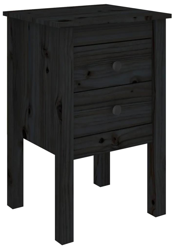 Comodino nera 40x35x61,5 cm in legno massello di pino