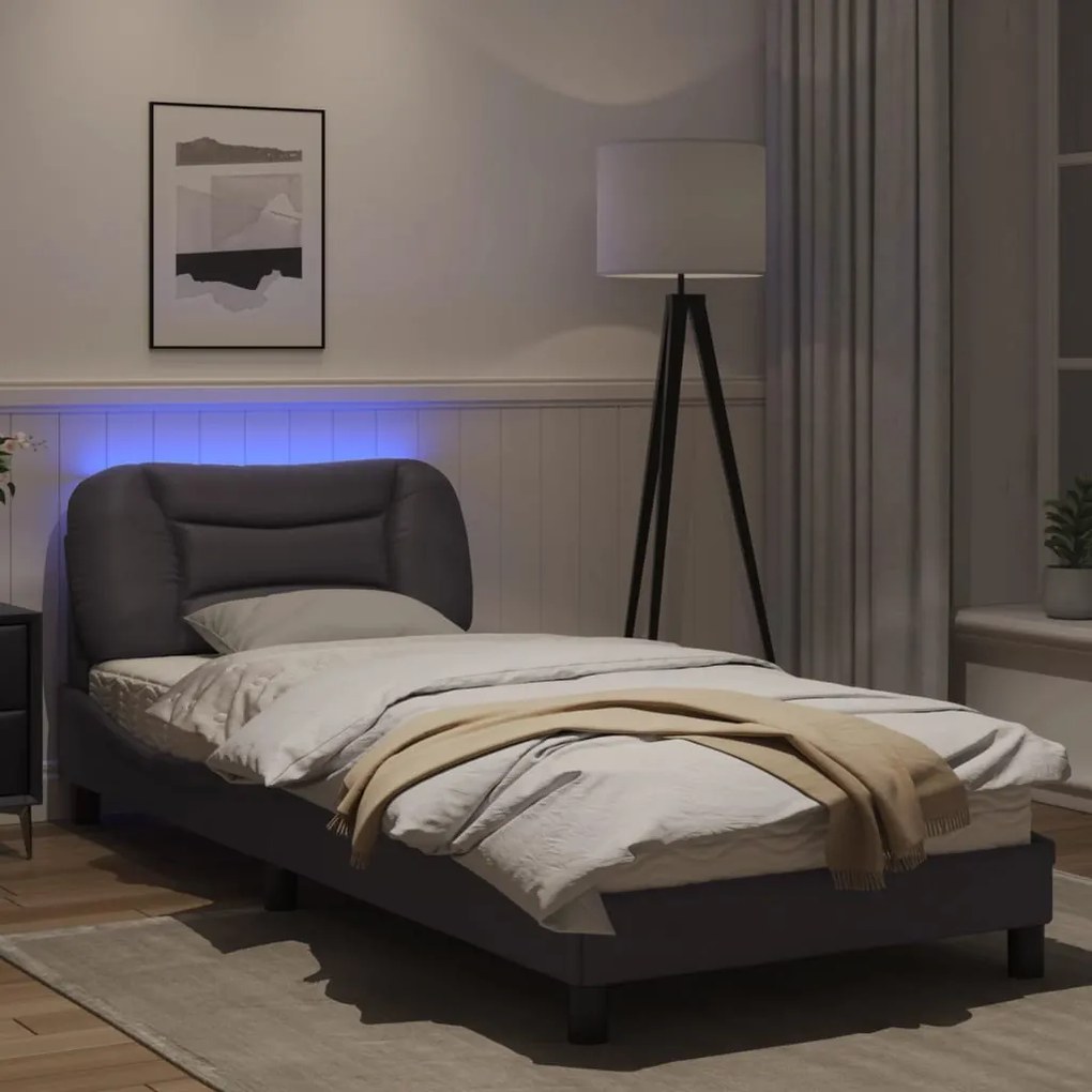 Giroletto con luci led grigio 90x200 cm in similpelle