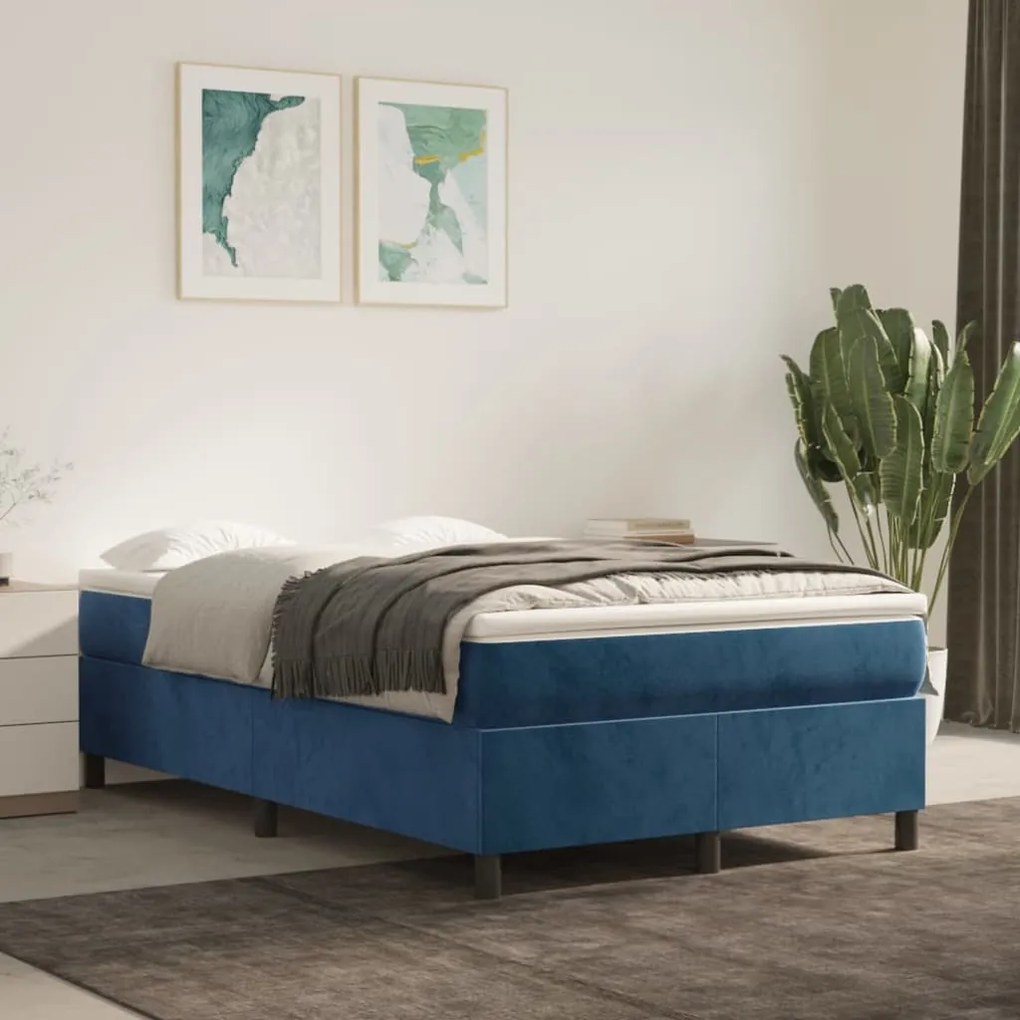 Giroletto A Molle Con Materasso Blu Scuro 120x200 Cm İn Velluto /