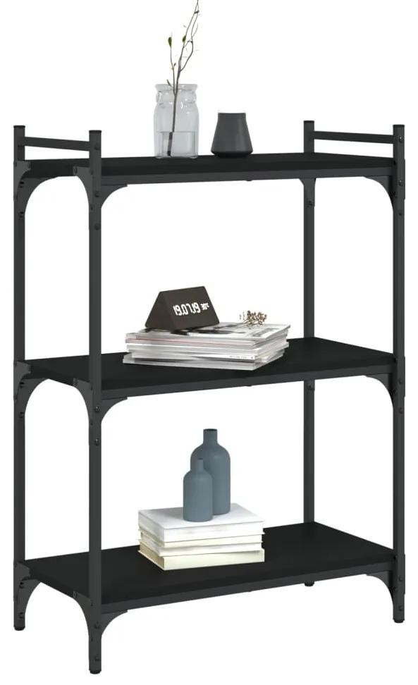 Libreria a 3 ripiani nera 60x30x86 cm in legno multistrato