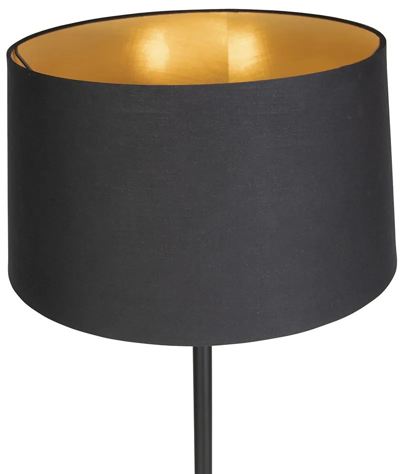 Lampada da terra intelligente nera con paralume nero 45 cm incl. WiFi A60 - Simplo