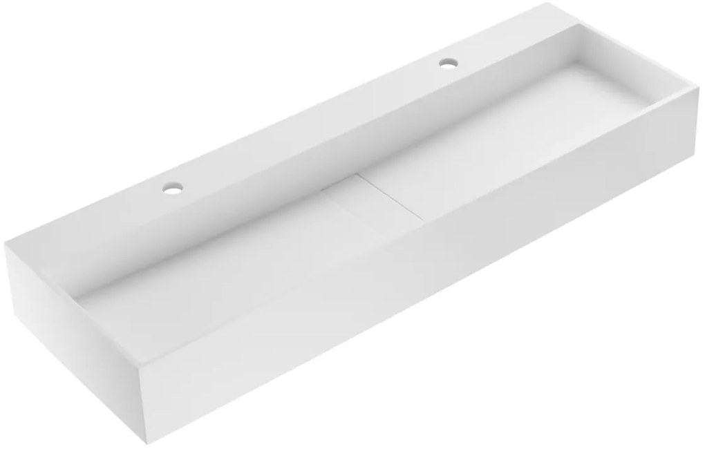 Piano lavabo da parete in Solid Surface L120 x l40 x H15 cm Bianco - YAMDROK