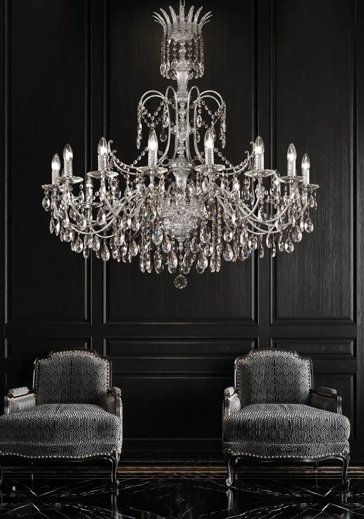 Arredoluce - 16-light chandelier chrome brass and Asfour crystal - 708/16