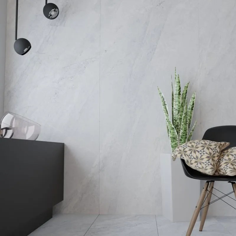 Piastrella da pavimento e rivestimento interno ed esterno 120 x 270 cm Sp. 6 mm rettificato Hellir in gres porcellanato bianco 3.24 mq