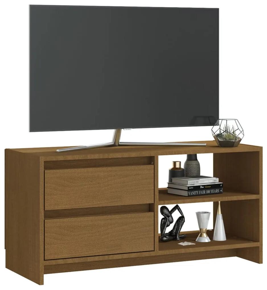 Mobile porta tv marrone miele 80x31x39 cm in legno di pino