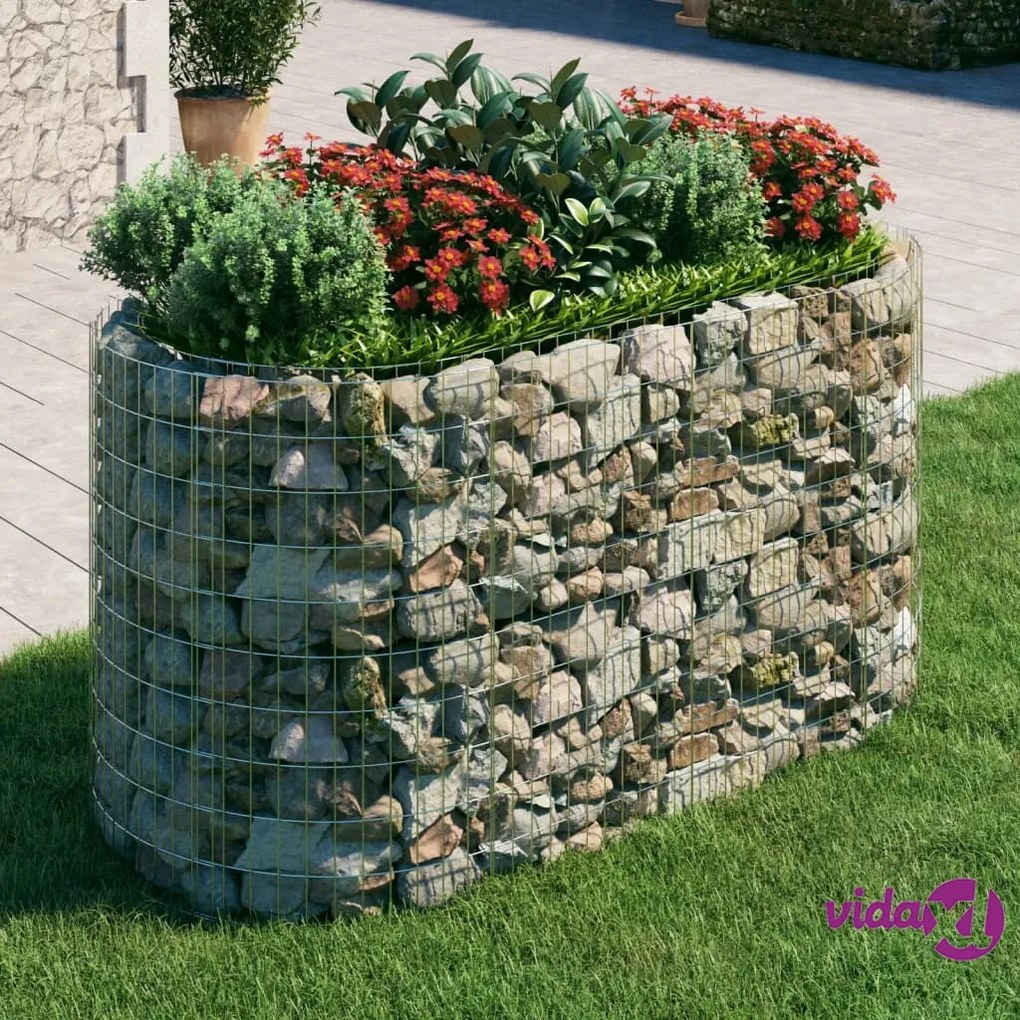 vidaXL Gabbione con Letto Rialzato in Ferro Zincato 200x100x100 cm