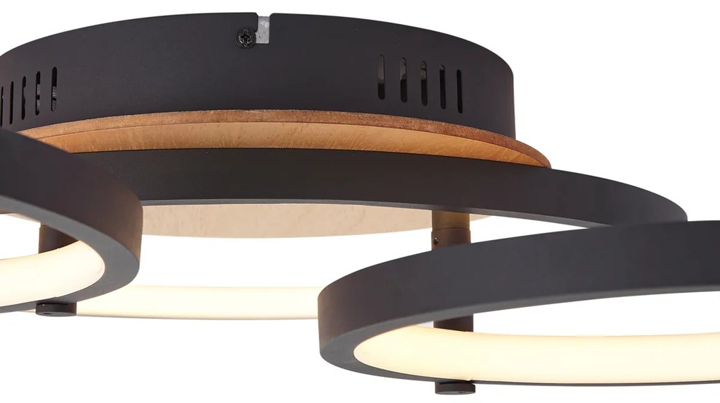 Plafoniera moderna in legno con LED, dimmerabile a 3 fasi, 3 luci - Rondas