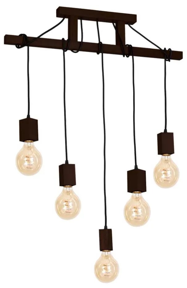 Lampadario a sospensione con supporto rigido JACK 5xE27/40W/230V legno marrone