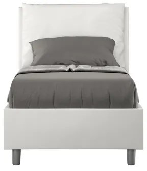 Letto singolo senza rete imbottito 80x200 similpelle bianco Antea