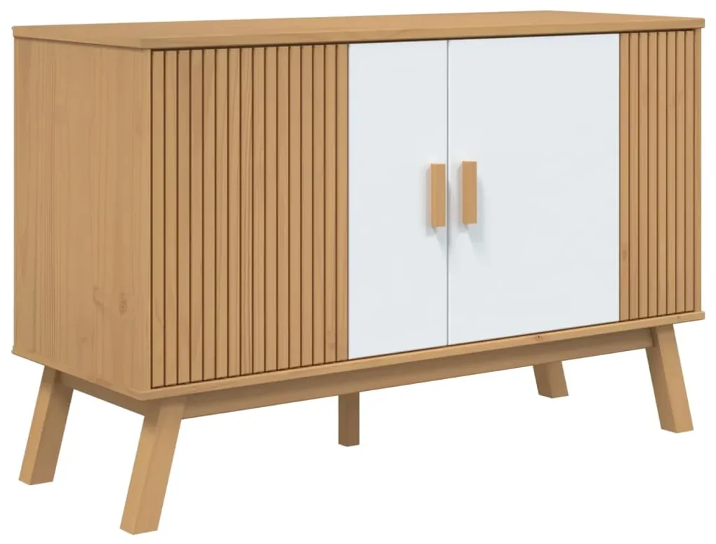 Credenza olden bianca e marrone 114x43x73,5 cm massello di pino
