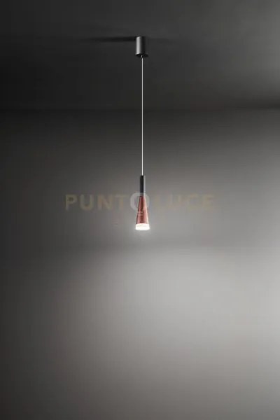 Sospensione in alluminio colore oro rosa opaco e nero opaco cone le...