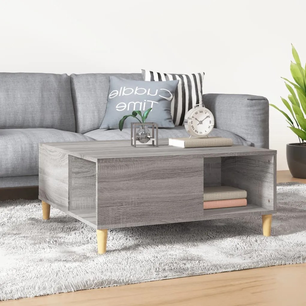 Tavolino Salotto Grigio Sonoma 80x80x36,5 Cm Legno Multistrato /