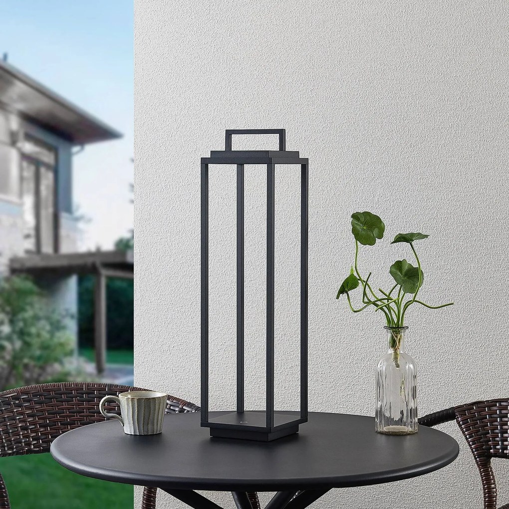 Lucande Lampada da esterno Elaja, nera, batteria ricaricabile, USB, Elaja Lucande, dimmerabile, Nero, Alluminio, Moderno