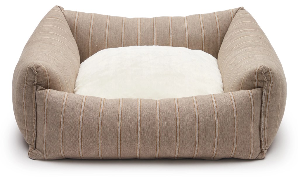 Kave Home - Cuccia piccola Toby a righe e pelo marrone 60 x 60 cm