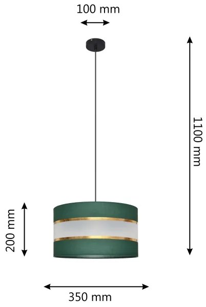 Lampadario a sospensione con filo HELEN 1xE27/15W/230V diametro 35 cm verde/oro