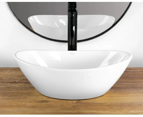 REA-U6802 - Lavabo da appoggio KATE 27x45 cm ceramica/bianco lucido