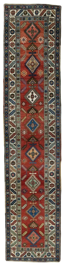 Heriz Tappeto 430x100 Rosso (Iran) Annodato A Mano