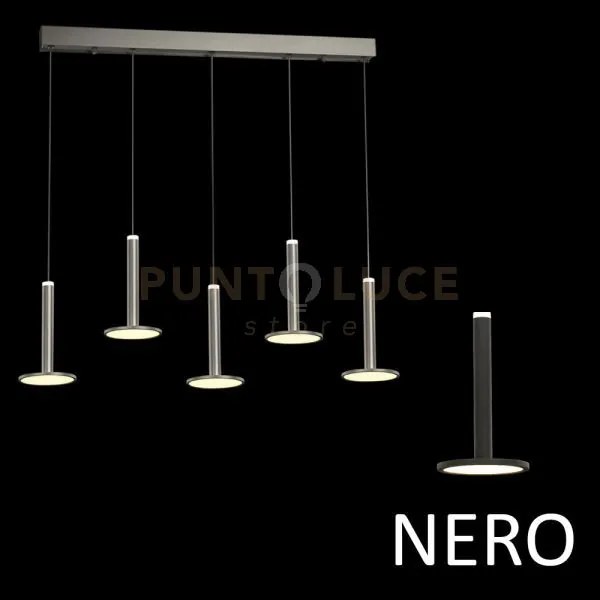 Lampadario led lineare a 5 pendenti tua md17033012-5bbk nero