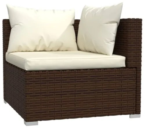 Set Divani da Giardino 6 pz con Cuscini in Polyrattan Marrone