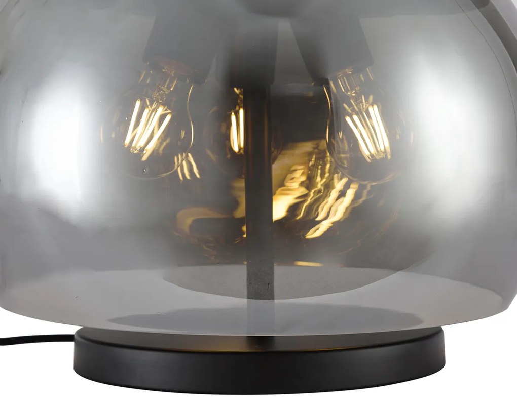 Lampada da tavolo di design nera con vetro fumé a 3 luci - Bino