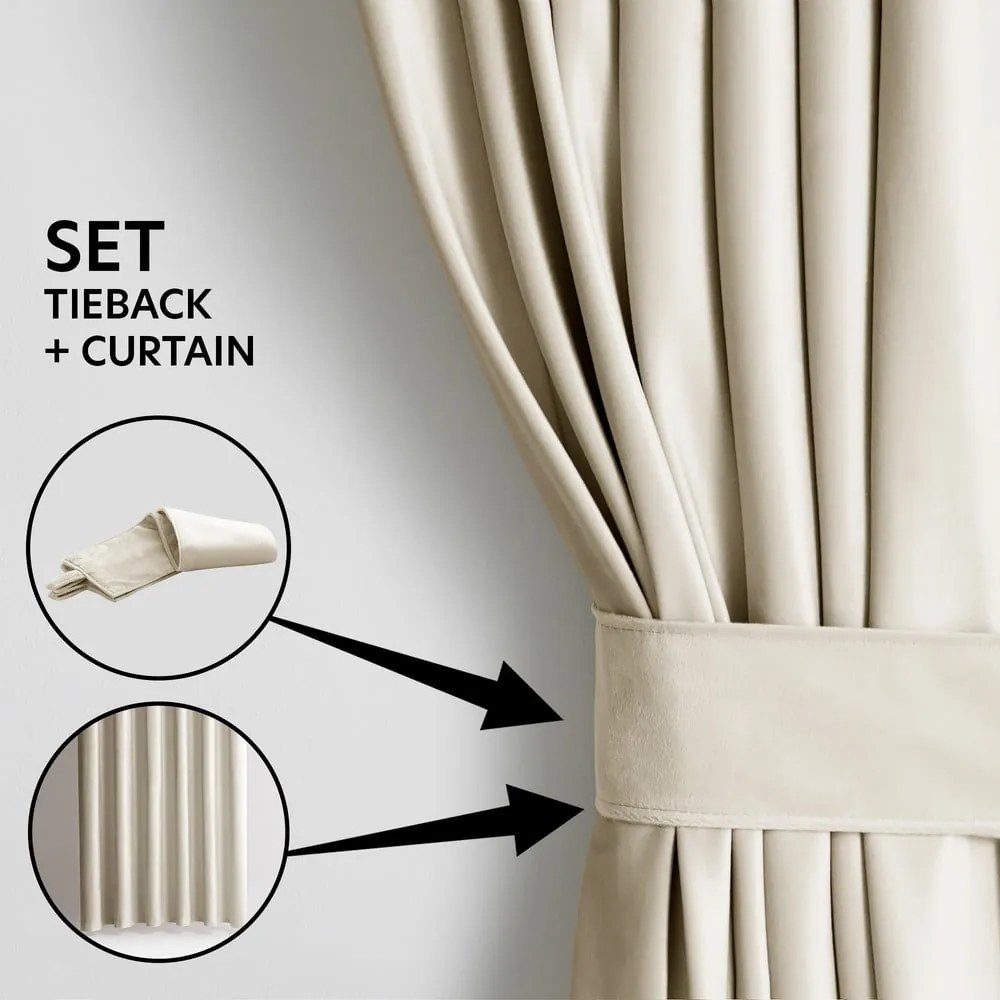 Tenda parzialmente oscurante beige in velluto 140x245 cm Eyelets – Restilo