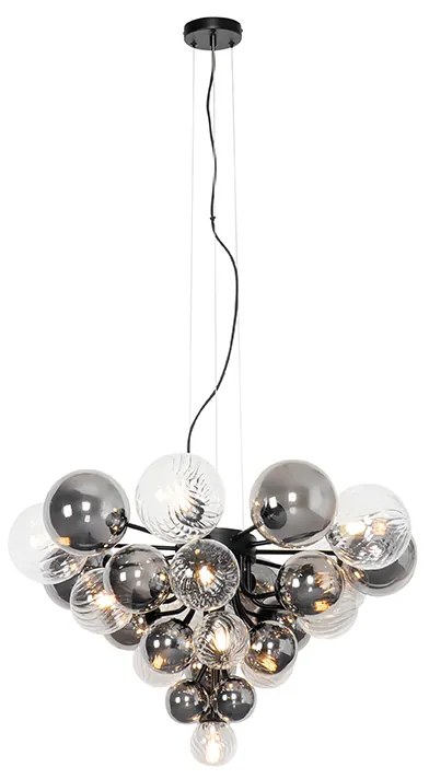 Lampadario nero con vetro fumé e trasparente 13 luci - Bonnie