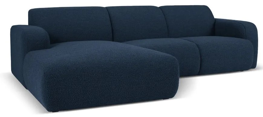 Divano angolare blu scuro in tessuto bouclé (angolo sinistro) Molino - Micadoni Home