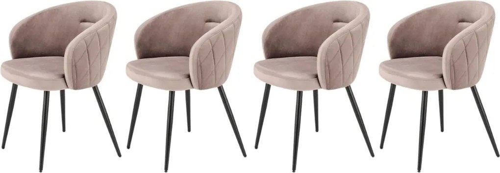 Set di 4 sedie K430 in velluto beige