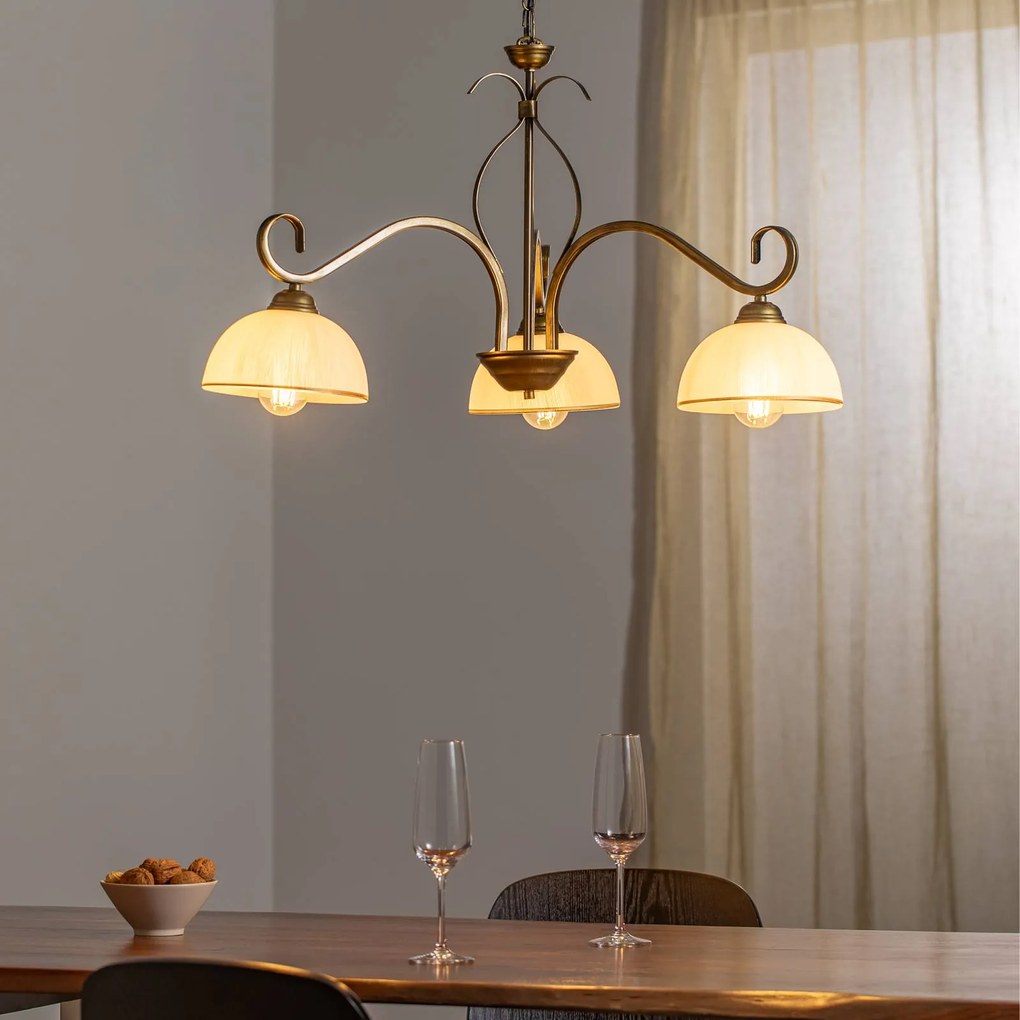 EMIBIG LIGHTING Lampada a sospensione Wivara 3, 3 luci, oro