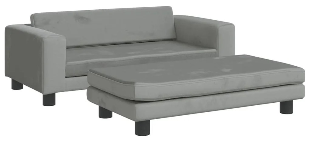 Lettino cani con estensione grigio chiaro 100x50x30 cm velluto