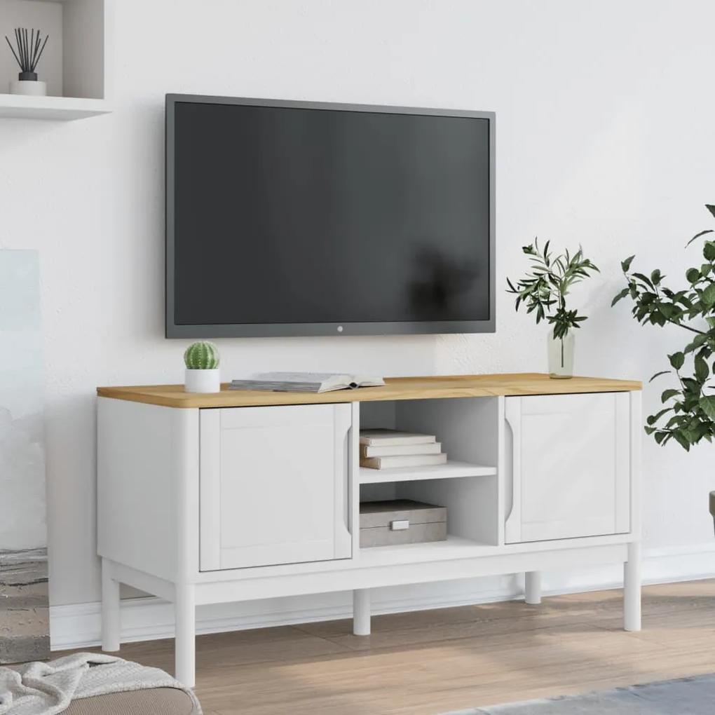 Mobile tv floro bianca 114x43x55 cm in legno massello di pino
