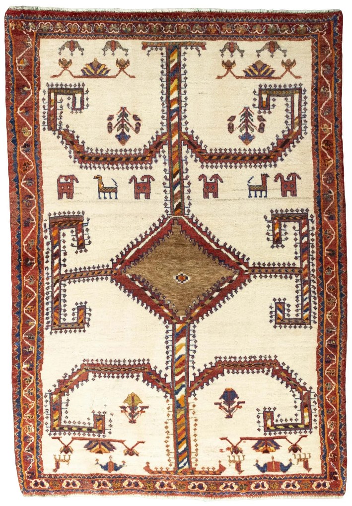 Gabbeh Tappeto 130 x 190 Beige (Iran) Annodato A Mano